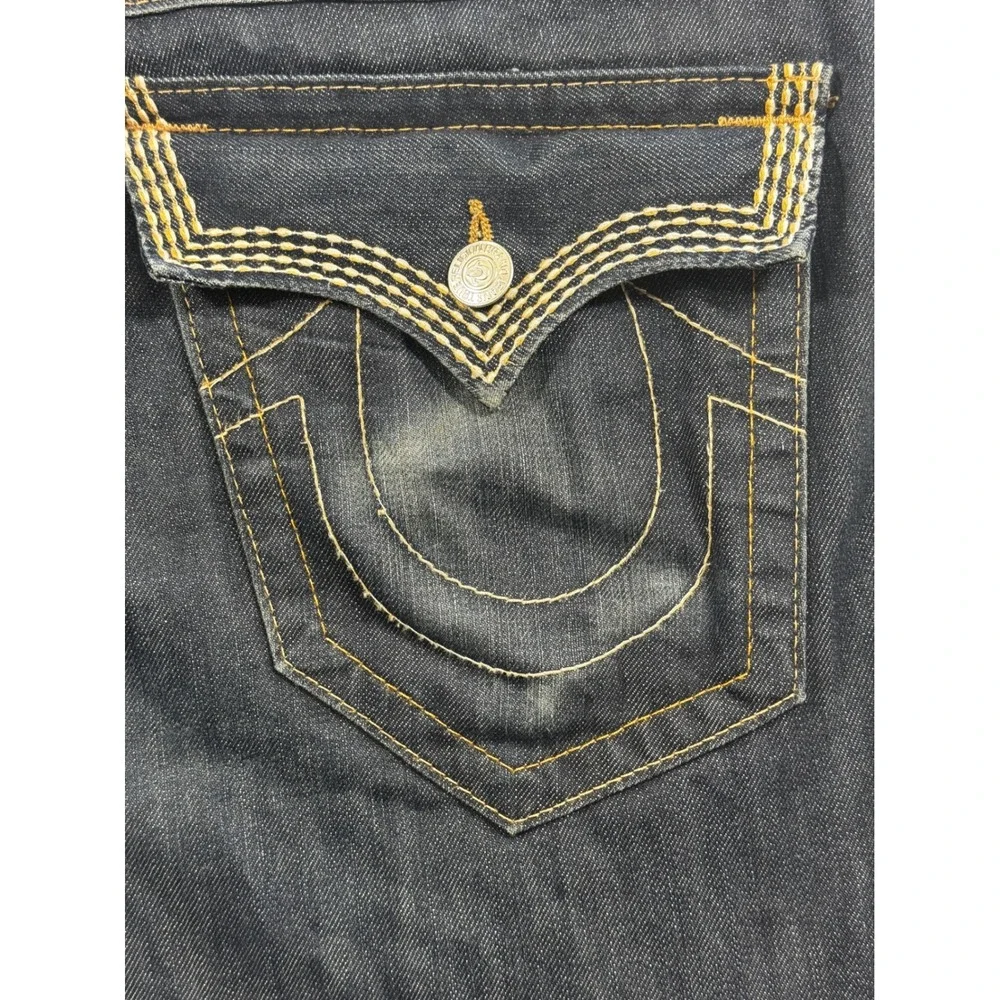 True Religion Mens Skinny Flap Pocket Dark Wash Blue  Jeans 34 Meas: 37x34.5